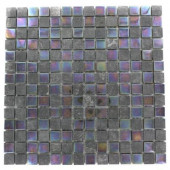 Tectonic Squares Black Slate and Rainbow Black 12 in. x 12 in. x 8 mm Glass Floor and Wall Tile