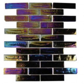 Iridescent Raven 11 3/4 in. x 9 3/4 in. x 8 mm Glass Mosaic Floor and Wall Tile