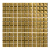 Maracas Raffia Gold 12 in. x 12 in. 8mm Glass Mesh-Mounted Mosaic Wall Tile (10 sq. ft. / case)-DISCONTINUED