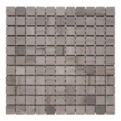 Haisa Marble Dark 1 x 1 / 12 in. x 12 in. x 6.35mm Marble Mesh-Mounted Mosaic Tile (10 sq. ft./case)