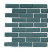 Contempo Turquoise 1/2 in. x 2 in. Brick Pattern Tile Sample