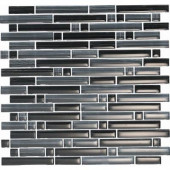 Brushstrokes Nero-1501-S Strips Mosaic Glass 12 in. x 12 in. Mesh Mounted Tile (5 sq. ft.)