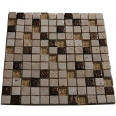 Tapestry Hydraneum Mixed Materials with Copper Deco 12 in. x 12 in. x 8 mm Floor and Wall Tile