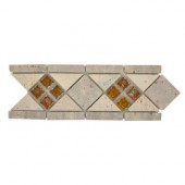 Venice 4 in. x 12 in. x 8 mm Glass and Travertine Strip Accent and Trim