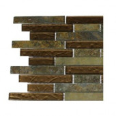 Tectonic Harmony Multicolor Slate and Bronze Glass Tile Sample
