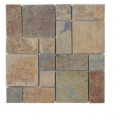 Rust Block Medley 12 in. x 12 in.x 8 mm Slate Mosaic Wall Tile