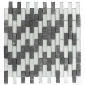 Tectonic Brick Black Slate and Silver 12 in. x 12 in. x 8 mm Glass Floor and Wall Tile