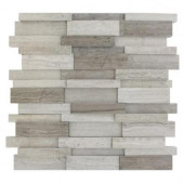 Dimension 3D Brick Wooden Beige Pattern 12 in. x 12 in. x 8 mm Marble Mosaic Floor and Wall Tile