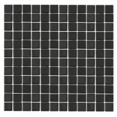 Monoz M-Black-1401 Mosiac Recycled Glass Mesh Mounted Floor and Wall Tile - 3 in. x 3 in. Tile Sample