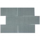 Contempo 6 in. x 3 in. Blue Gray Frosted Glass Floor and Wall Tile