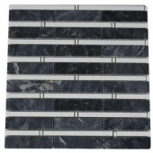 Elder Dark Bardiglio and Thassos 12 in. x 12 in. Marble Floor and Wall Tile-DISCONTINUED