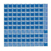 Sonterra Glass Medium Blue Iridescent 12 in. x 12 in. x 6 mm Glass Sheet Mounted Mosaic Wall Tile
