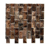 Rich Dark Emperador 1/2 in. x 1 in. Marble Mosaic Tile Sample