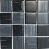 Brushstrokes Nero-1501-3 Mosaic Glass Mesh Mounted - 4 in. x 4 in. Tile Sample-DISCONTINUED
