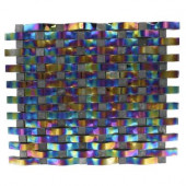 Contempo Curve Rainbow Black 13 in. x 11 in. x 10 mm Glass Mosaic Wall Tile