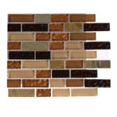 Golden Trail Blend Bricks 1/2 in. x 2 in. Marble and Glass Mosaics Bricks - 6 in. x 6 in.Tile Sample