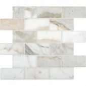 Calacatta Gold 12 in. x 12 in. Polished Marble Mesh-Mounted Mosaic Tile