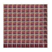 Sonterra Glass Scarlet Iridescent 12 in. x 12 in. x 6mm Glass Sheet Mounted Mosaic Wall Tile