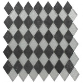 Tectonic Diamond Black Slate and Silver 11 in. x 12 in. x 8 mm Glass Floor and Wall Tile
