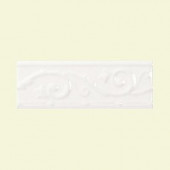 Fashion Accents Arctic White 3 in. x 8 in. Ceramic Ivy Listello Wall Tile