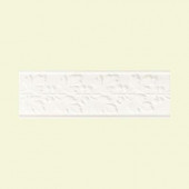 Polaris Gloss White 4 in. x 12 in. Ceramic Fiore Decorative Wall Tile-DISCONTINUED