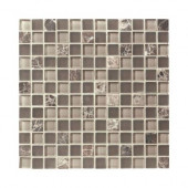 Auburn Emperador 12 in. x 12 in. x 8 mm Glass Marble Mosaic Floor/Wall Tile