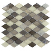 Tectonic Diamond Multicolor Slate and Khaki Blend 11 in. x 12 in. x 8 mm Glass Floor and Wall Tile