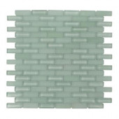 12 in. x 12 in. Contempo Spa Green Brick Glass Tile-DISCONTINUED