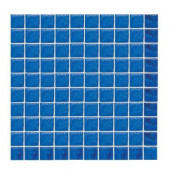 Sonterra Glass Kihea Blue Opalized 12 in. x 12 in. x 6mm Glass Sheet Mounted Mosaic Wall Tile-DISCONTINUED