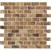 Jade 13 in. x 13 in. x 8-1/2 mm Chestnut Porcelain Mesh-Mounted Mosaic Floor and Wall Tile