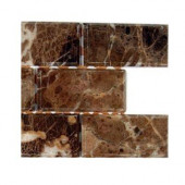 Rich Dark Emperador Chamfered 2 in. x 4 in. Marble Mosaic Tile Sample