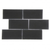 Contempo Classic Black Frosted 3 in. x 6 in. Glass Subway Floor and Wall Tile-DISCONTINUED