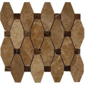 Artois Pattern Hexagon Light Emperador With Dark Emperador Dot 12 in. x 12 in. x 8 mm Marble Mosaic Floor and Wall Tile