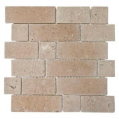 Noce Block Stone Mosaic Sheet 12 in. x 12 in. Travertine Wall and Floor Tile