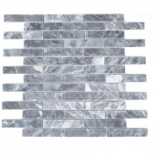 Dark Bardiglio Big Brick 12 in. x 12 in. Marble Floor and Wall Tile-DISCONTINUED
