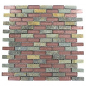 Tectonic Brick Multicolor Slate and Rust 12 in. x 12 in. x 8 mm Glass Floor and Wall Tile