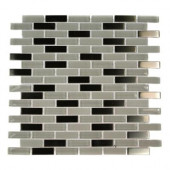 Contempo Ice Cave 1/2 in. x 2 in. Brick Pattern 12 in. x 12 in. x 8 mm Glass and Metal Tile