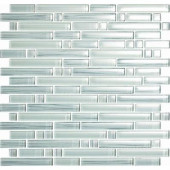 Brushstrokes Bianco-1506 S Strips Mosaic Glass Mesh Mounted - 4 in. x 4 in. Tile Sample