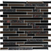 Spectrum English Brown-1664 Granite And Glass Blend Mesh Mounted Tile - 2 in. x 12 in. Tile Sample