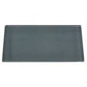 Contempo Blue Gray Polished 6 in. x 3 in. x 8 mm Glass Subway Tile