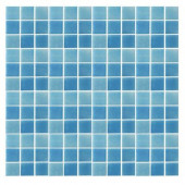 Spongez S-Light Blue-1408 Mosiac Recycled Glass Mesh Mounted Floor and Wall Tile - 3 in. x 3 in. Tile Sample
