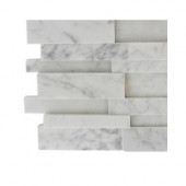 Dimension 3D Brick White Carrera Stone Tile Sample