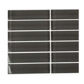 Contempo Smoke Gray Polished 1 in. x 4 in. Glass Tiles Tile Sample