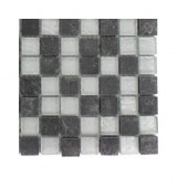Tectonic Squares Black Slate and Silver Glass Floor and Wall Tile - 6 in. x 6 in. Tile Sample