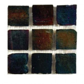 Iridescent Raven 1 in. x 1 in. Glass Tile 6 in. x 6 in. Floor and Wall Tile Sample