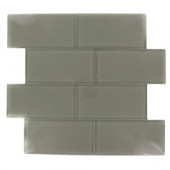 Contempo Cream Polished 3 in. x 6 in. Glass Subway Floor and Wall Tile-DISCONTINUED