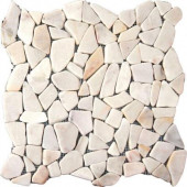 White Flat Pebbles 16 in. x 16 in. x 10 mm Tumbled Marble Mesh-Mounted Mosaic Tile (12.46 sq. ft. / case)