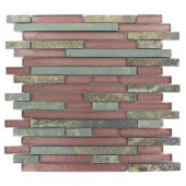 Geo Harmony Slate Rust 12 in. x 12 in. x 8 mm Glass Floor and Wall Tile