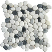 Black/White Pebbles 12 in. x 12 in. x 10 mm Marble Mesh-Mounted Mosaic Tile