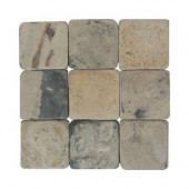 Travertine Copper 4 in. x 4 in. Slate Floor and Wall Tile (6 sq. ft. / case)